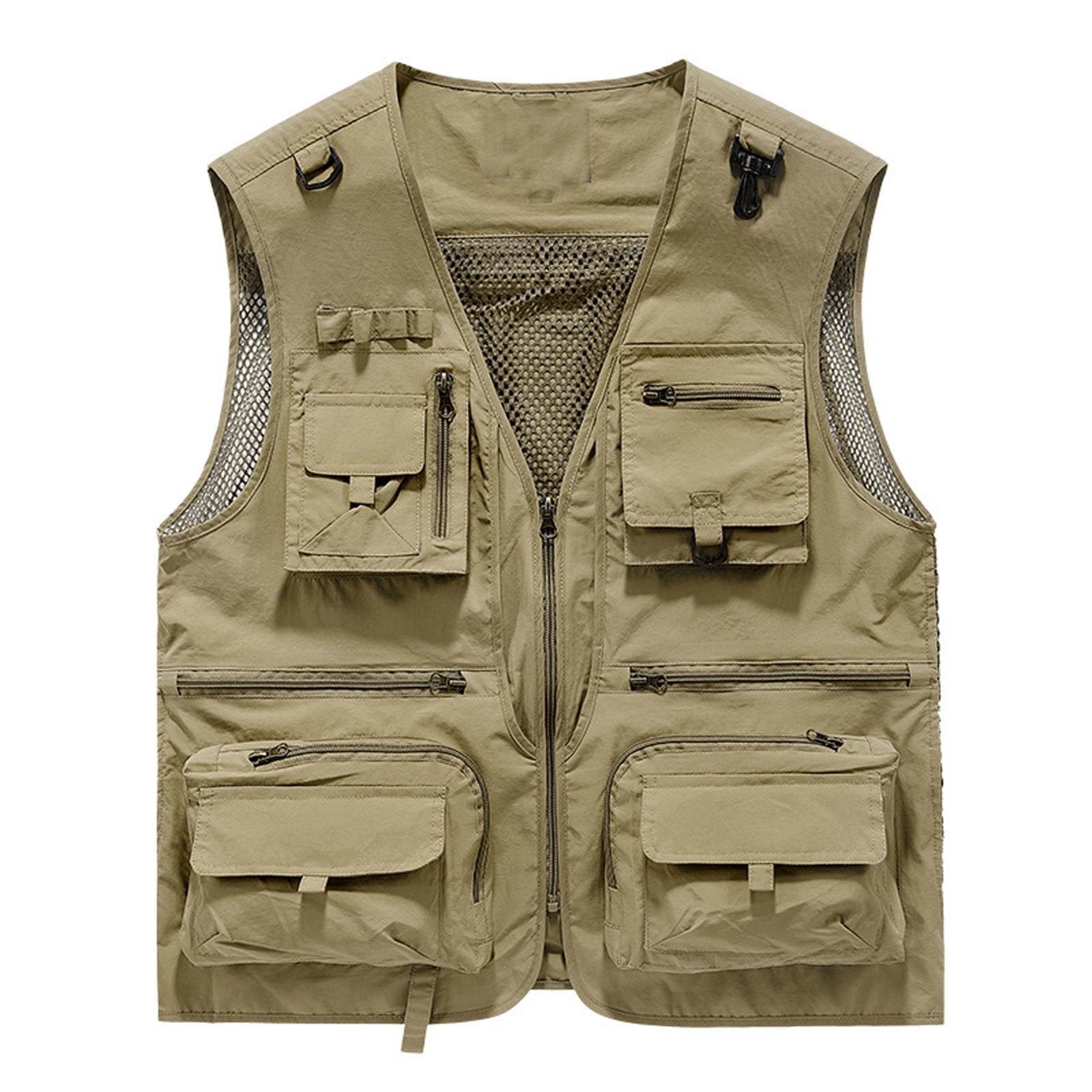 Dovford Breathable Mesh Zip Cargo Vest,Men Casual Multi