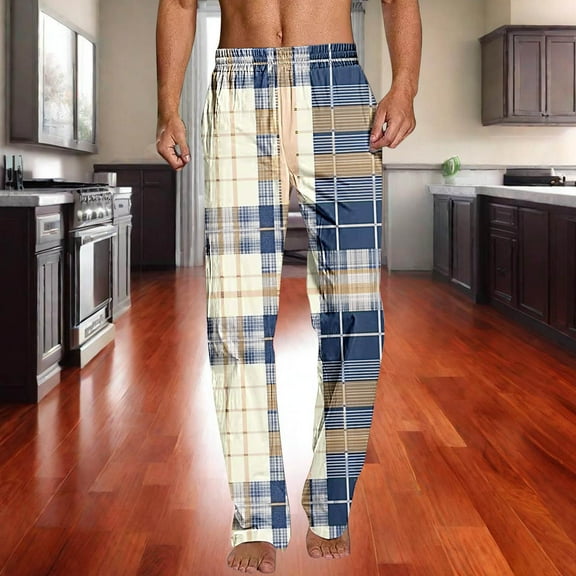 Dovford Buffalo Plaid Mens Pajama Pants with Pockets Drawstring Lounge Pants Pajama Bottoms Men Sleep PJ Pants for Men
