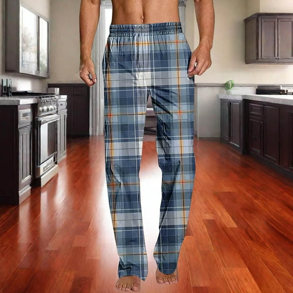 Dovford Buffalo Plaid Mens Pajama Pants with Pockets Drawstring Lounge Pants Pajama Bottoms Men Sleep PJ Pants for Men