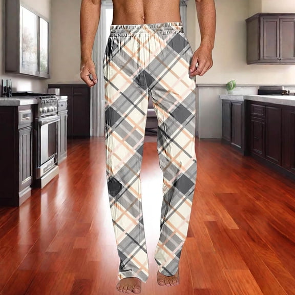 Dovford Buffalo Plaid Mens Pajama Pants with Pockets Drawstring Lounge Pants Pajama Bottoms Men Sleep PJ Pants for Men