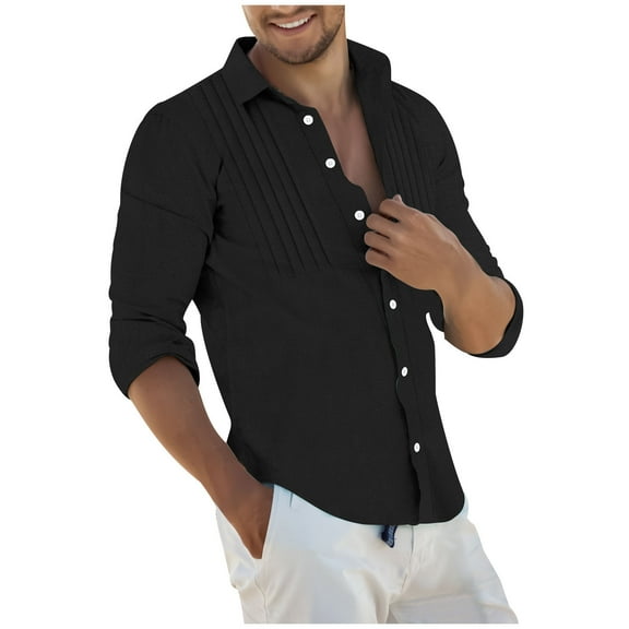 Dovford Button Down Linen Shirts for Men Casual Long Sleeve Regular Fit Cotton Beach Shirts 2025