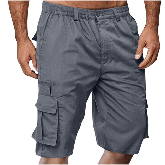 Dovford Cargo Shorts for Men Elastic Waist 2024 Summer Casual Bermuda Shorts Drawstring Stretch Loose Beach Shorts with Multi Pocket