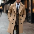 thumbnail image 1 of Dovford Clearance Sales, Winter Jackets for Men, Mens Autumn and Winter Casual Fashion Coat Mid Length Smooth Lapel Woolen Trench Coat Thickened Mens Coat Jackets for Men, 1 of 5