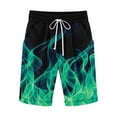 thumbnail image 1 of Dovford Cotton Linen Shorts for Men Flame Printed Lightweight Beach Shorts Drawstring Elastic Waist Casual Shorts with Pockets, 1 of 3