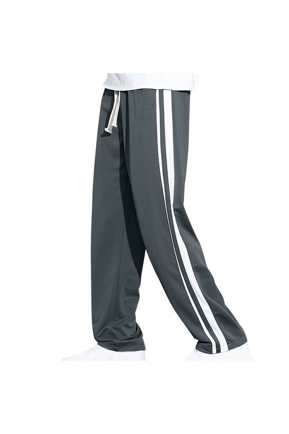 Fashion Sweatpants for Men Drawstring Athletic Pants Side Stripe Jogging Trousers Baggy Wide Leg Lounge Long Pants