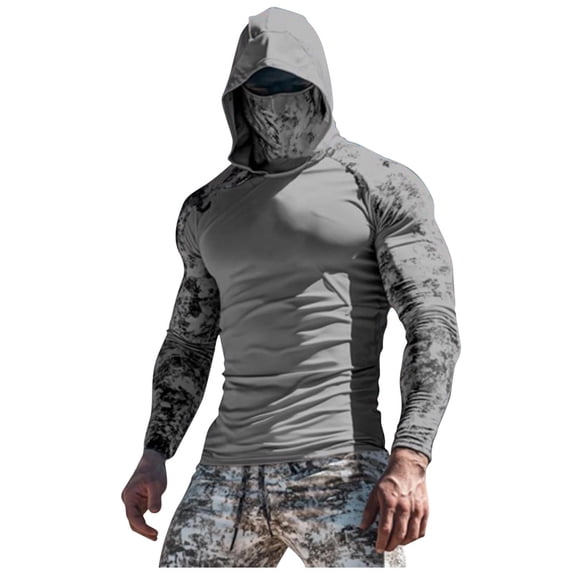 Dovford Fishing Hoodies for Men with Face Mask Performance UPF 50 + Sun Protection Long Sleeve Outdoor Hiking Shirt Breathable Sun Shirts for Men