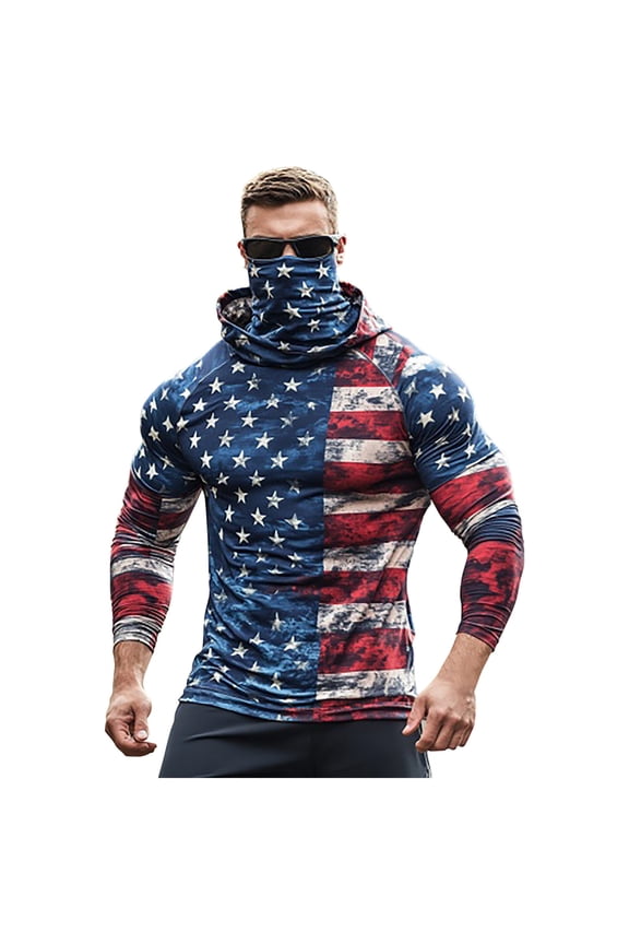 Fishing Hoodies for Men with Face Mask Performance UPF 50 + Sun Protection Long Sleeve Outdoor Hiking Shirt Breathable Sun Shirts for Men