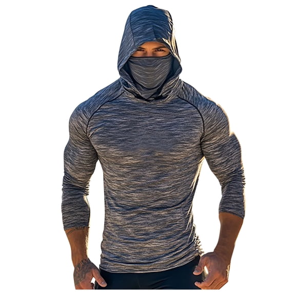 Dovford Fishing Hoodies for Men with Face Mask Performance UPF 50 + Sun Protection Long Sleeve Outdoor Hiking Shirt Breathable Sun Shirts for Men