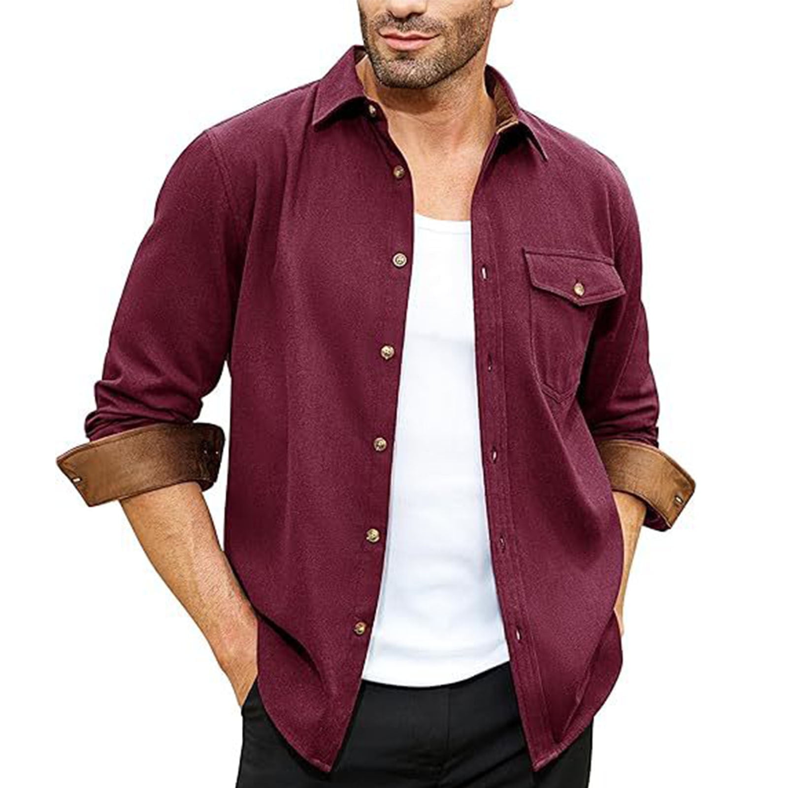 Lion Nardo Men's Flannel Dress Shirt - Long Sleeve Cotton Button Down For Casual & Business Wear