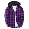thumbnail image 1 of Dovford Flannel Shirt for Men Plaid Button Down Hoodie Casual Long Sleeve Shirts Lightweight Hooded Shirt Jacket with Pockets, 1 of 5