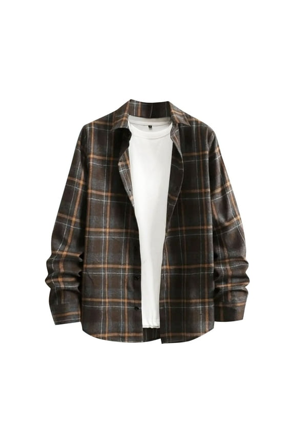 Flannel Shirt for Men Western Cowboy Pearl Snap Shirts for Men Long Sleeve Vintage Buttons Down Plaid Shirt