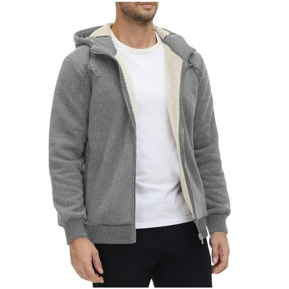 Dovford Fleece Jacket Men Sherpa Lined Full Zip Up Sweatshirts Winter Warm Thick Jackets Athletic Heavyweight Hoodies