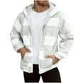 thumbnail image 1 of Dovford Fuzzy Sweatshirts for Men Winter Sherpa Fleece Jacket Warm Zipper Hoodie Plaid Oversized Fluffy Hoodie Coat Pockets, 1 of 6