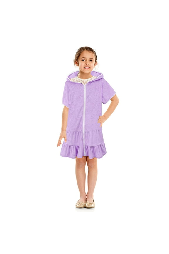 Girls Swim Cover Up Kids Swimsuit Coverup Zip-Up Beach Bathing Suit Robe 2024