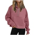 thumbnail image 1 of Dovford Half Zip Sweatshirts Cropped Hoodies Fleece Womens Quarter Zip Up Pullover Sweaters Fall Outfits 2024 Winter Clothes, 1 of 6