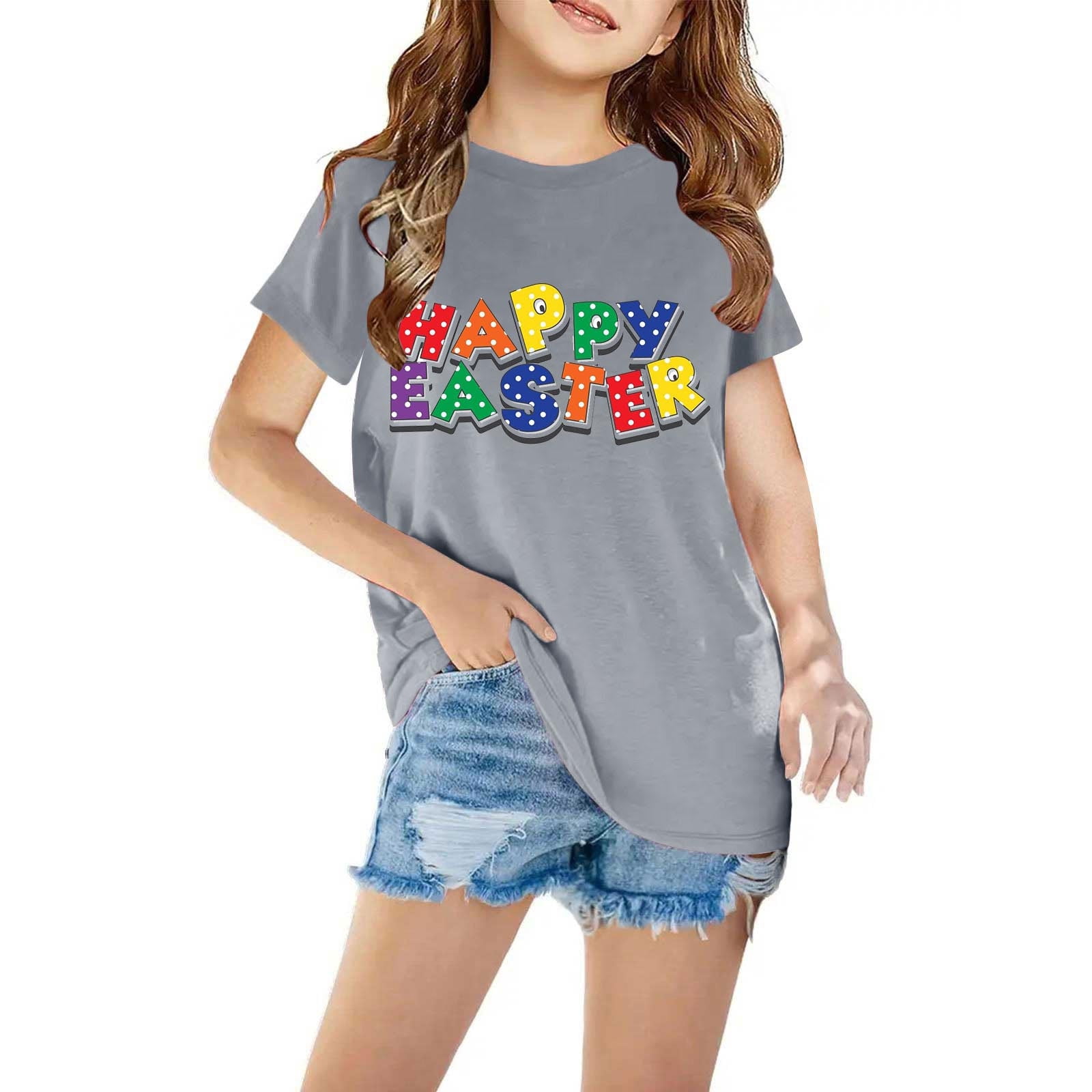 Happy Easter Bunny T-Shirt For Women - Cute Rabbit Graphic Tee, Short Sleeve Holiday Top - View #3