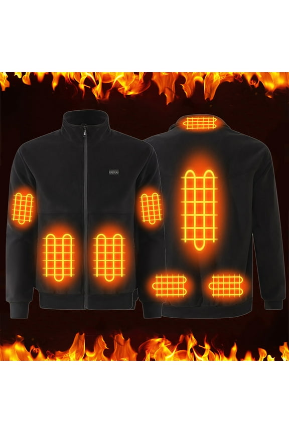 Heated Fleece Jackets for Men No Battery Pack, Zip Up Heating Sweater, Knitted Coat Sweatshirt