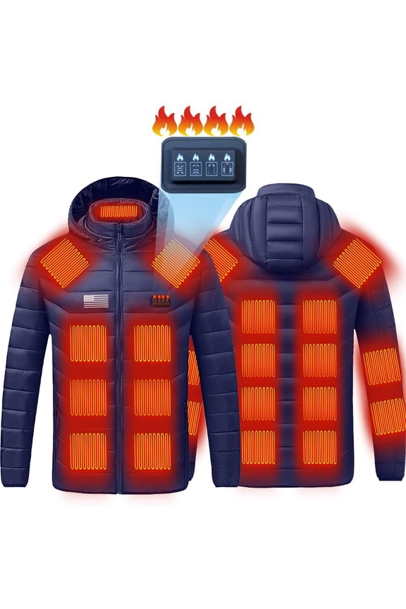 Heated Jacket for Men, Graphene Heating Hood Jacket, Soft Shell No 12V Battery Pack, Winter Electric Heating Coat