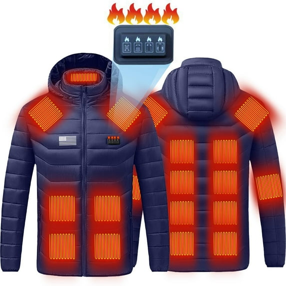 Dovford Heated Jacket for Men, Graphene Heating Hood Jacket, Soft Shell No 12V Battery Pack, Winter Electric Heating Coat