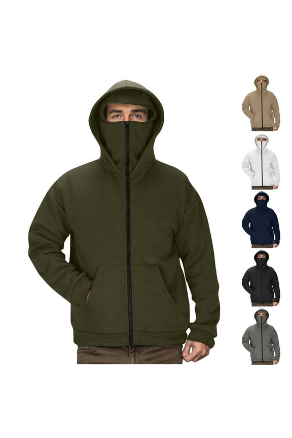 Heavyweight Sherpa Hoodies for Men, Thick Fleece Lined Full Zip Up Winter Warm Sweatshirts Work Jackets