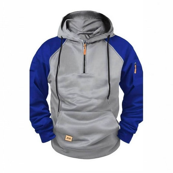 Dovford Hoodies for Men Quarter Zip Pullover Tactical Sweatshirt Vintage Long Sleeve Casual Fashion Hoodie With Pockets