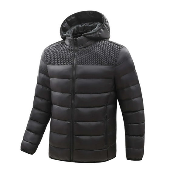 Dovford Jackets for Men,Men's Fashion Business Solid Color Warm Fleece Hooded Outdoor Full Zipper Casual Jacket Coats