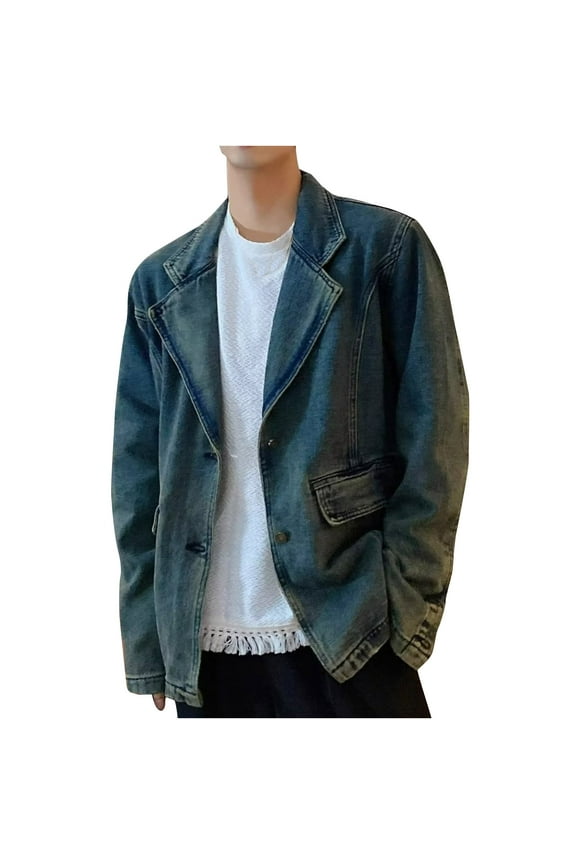 Jean Jacket For Men - Classic Trucker Style Slim Fit Casual Outerwear Button Down Cowboy Cut - Men's Denim Jacket