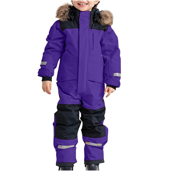 Dovford Kids Girls Boys Colorful Patchwork Snowsuits Ski Suits Jackets Winter Jumpsuits With Hood 2024