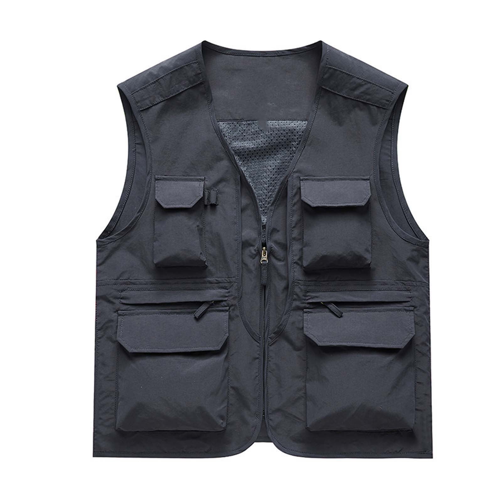 Dovford Large Size Cargo Jackets For Men Vests with Multi