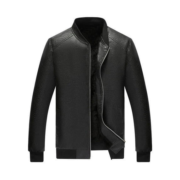 Dovford Leather Blazer for Men Real Lambskin Mens Leather Blazer Classic 2 Buttons/Zipper Black Leather Blazer Men Sport Coat