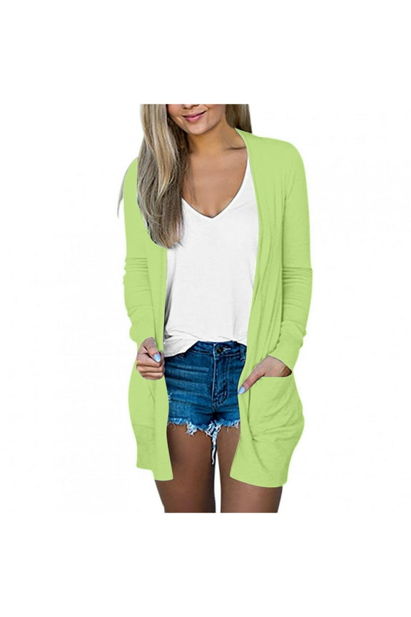 Lightweight Cardigans for Women Trendy Summer Long Sleeve Open Front Cardigan with Pockets Thin Sweaters Knit Tops