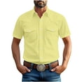 thumbnail image 1 of Dovford Linen Shirts for Men Western Snap Short Sleeve Shirt Cowboy Casual Two Pockets Cotton Linen Classic Work Shirts, 1 of 6