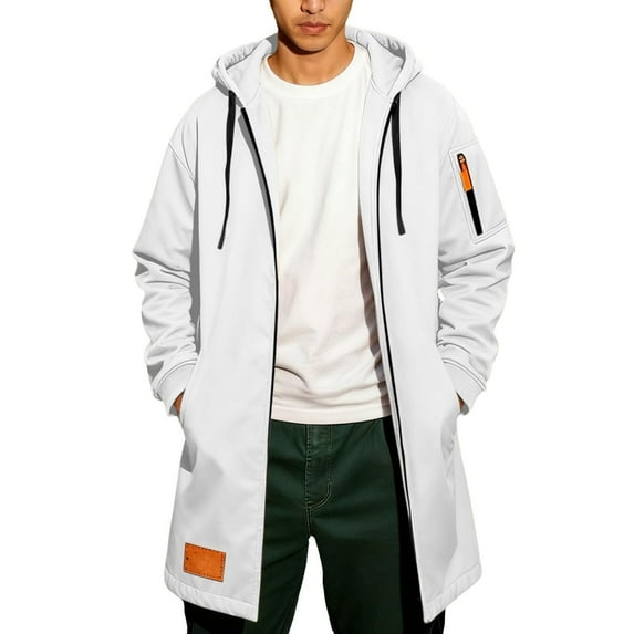 Dovford Long Hoodies for Men Zip Up Flannel Fleece Oversized Tunic Full Length Sweatshirts Jackets Coats with Pockets