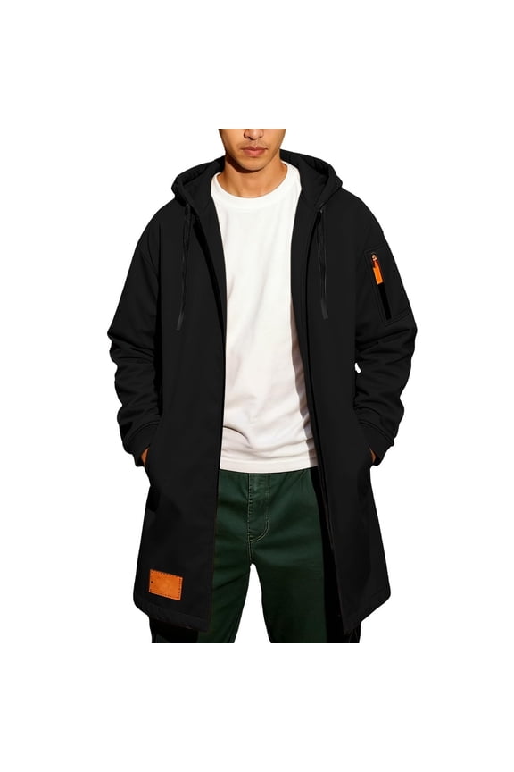 Long Hoodies for Men Zip Up Flannel Fleece Oversized Tunic Full Length Sweatshirts Jackets Coats with Pockets