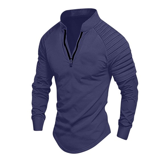 Dovford Long Sleeve Polo Shirts for Men Quarter Zip Collared Mens Performance Polo Muscle Athletic Quick Dry Pullover