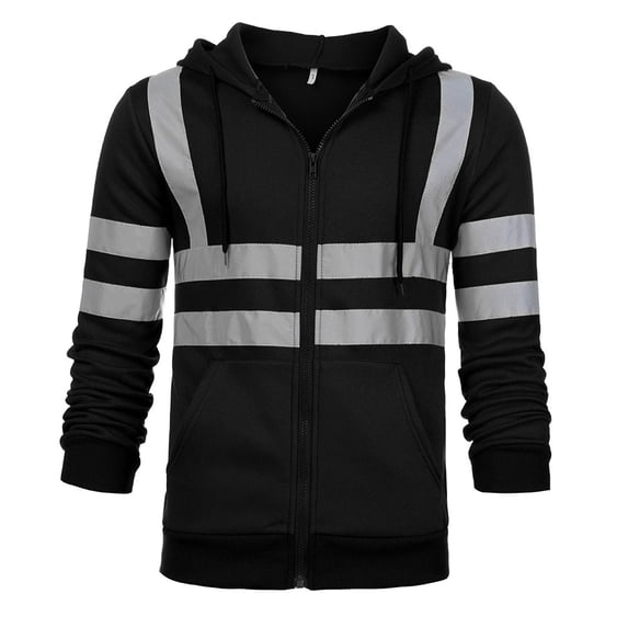 Dovford Long Sleeve Reflective Hoodies for Men Construction Safety Shirts for Men High Visibility Shirt Hoodie