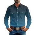 thumbnail image 1 of Dovford Long Sleeve Shirts for Men Linen Shirts for Men Western Snap Long Sleeve Shirt Cowboy Casual Two Pockets Cotton Linen Classic Work, 1 of 6