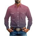 thumbnail image 1 of Dovford Long Sleeve Shirts for Men Linen Shirts for Men Western Snap Long Sleeve Shirt Cowboy Casual Two Pockets Cotton Linen Classic Work, 1 of 6