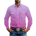 thumbnail image 1 of Dovford Long Sleeve Shirts for Men Western Cowboy Shirts for Men Snap Button Down Cotton Work T-Shirt Men's Casual Shirt Jacket with Two Pockets, 1 of 6