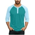 thumbnail image 1 of Dovford Long Sleeve Shirts for Men's Henley Shirt Fall Crewneck Color Block Slim Fit Long Sleeve T Shirts Button Up Tees, 1 of 7