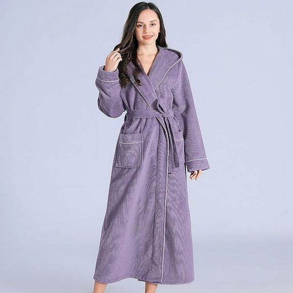 Dovford Luxury Cotton Terry Shawl Bathrobe Collar Robe with Slippers - One Unisex Spa Robe - Bathrobe for Men & Women