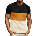 thumbnail image 1 of Dovford Men Casual Henley Shirt Short Sleeve Summer Basic T Shirt Pocket Color Block Button Tee Tops, 1 of 7