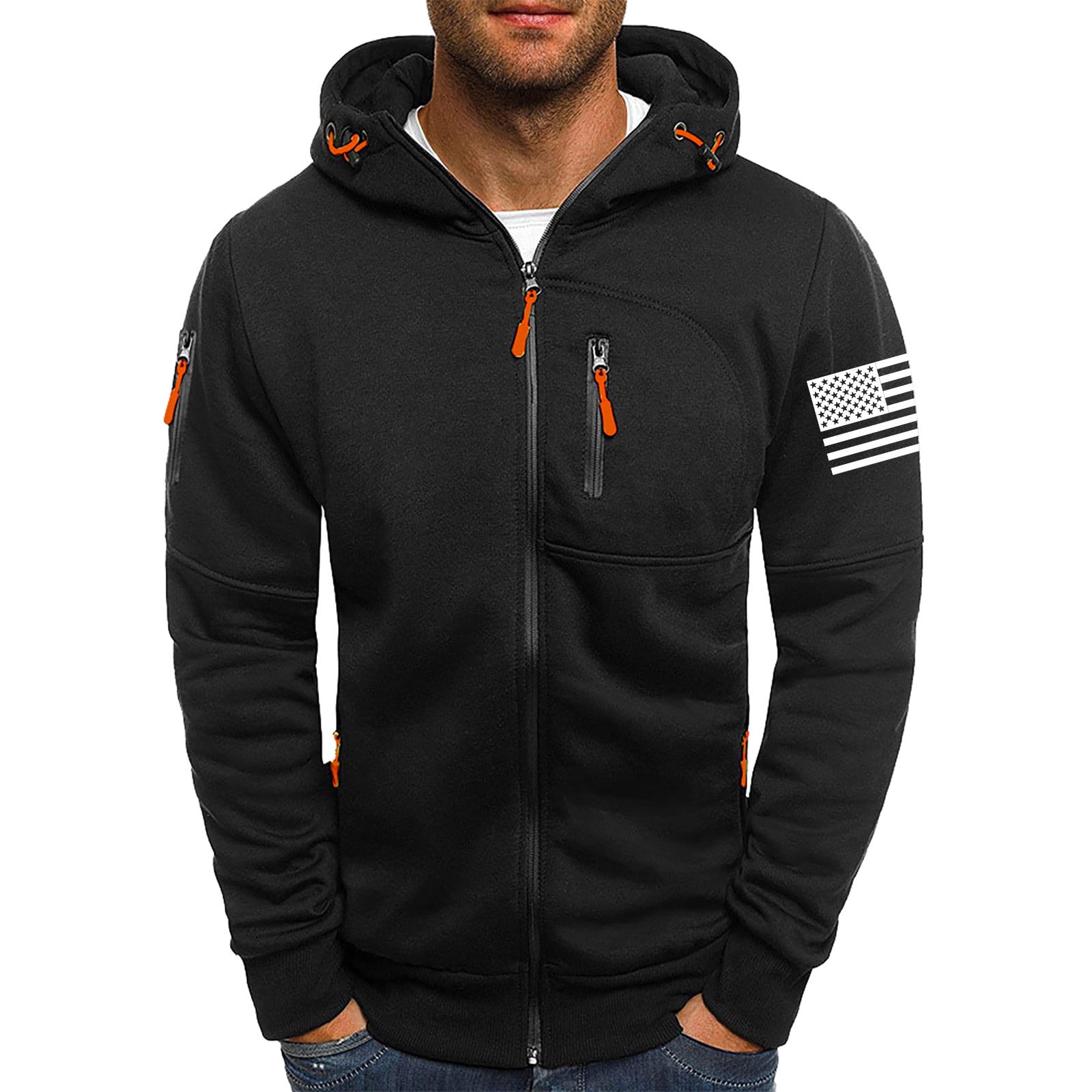 Hoodie Jacket Zip Front Long Sleeve Men