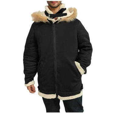 Dovford Men'S Winter Coats With Hood Fleece Button Down Coat Heated Thick Motorcycle Leather Casual Vintage Oversized Jacket