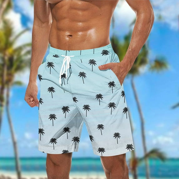Dovford Men Swim Trunks Drawstring Elastic Waist Quick Dry Beach Shorts with Mesh Lining Swimwear Bathing Suits