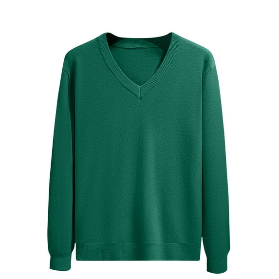 Dovford Men V Neck Dress Sweater Knit Long Sleeve Casual Slim Fit Pullover Sweater