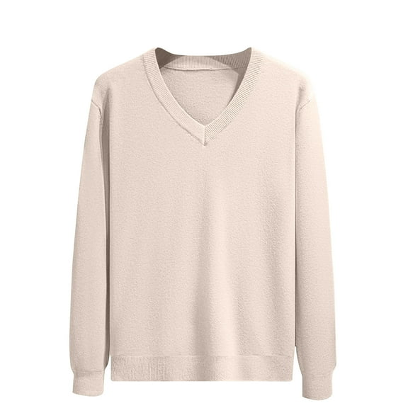 Dovford Men V Neck Dress Sweater Knit Long Sleeve Casual Slim Fit Pullover Sweater