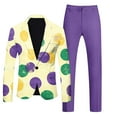 thumbnail image 1 of Dovford Men's 2 Piece Mardi Gras Suit Peak Lapel One Button Slim Fit Tuxedo Blazer Party Dinner Jacket & Pants, 1 of 7