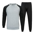 thumbnail image 1 of Dovford Men's 2 Piece Tracksuit Color Block Patchwork Sweatshirt Solid Drawstring Sweatpants Sports Jogging Suits Sets, 1 of 1