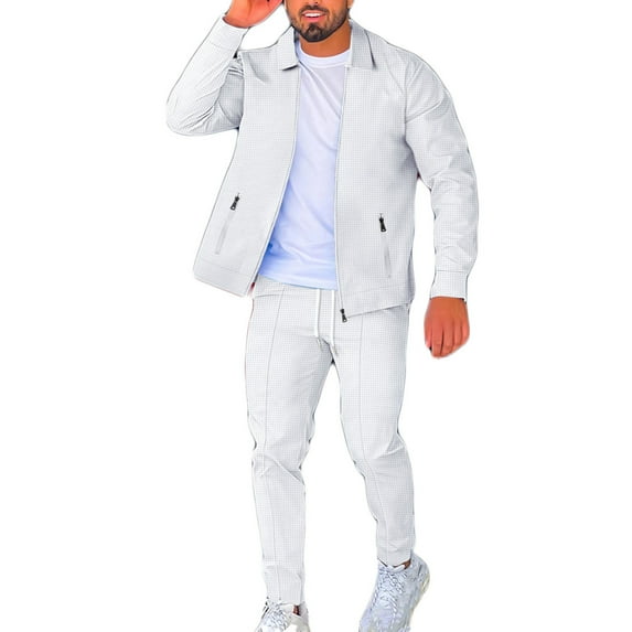 Dovford Men's 2Pc Tracksuits Set Jackets&Pants Jogger Solid Color Long Sleeve Jogging Athletic Suits Open Front Outfits Causal Running Sports Sweatsuit Clearance Trendy